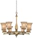Antique Brass Cranberry Glass 8-Light Chandelier