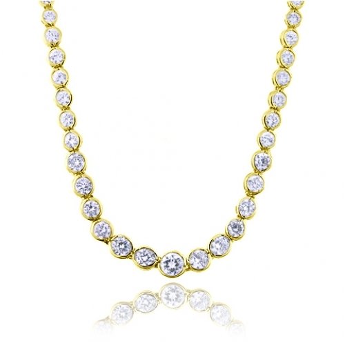 Bling Jewelry Designer Inspired Gold Vermeil Bezel Diamond CZ Tennis Necklace