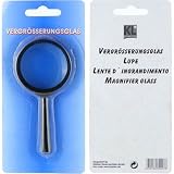 Lupe, Vergrößerungsglas, Kunststoff, 55mm im Ø , Griff 60mm lang, Farbe schwarz, auf Blisterkarte