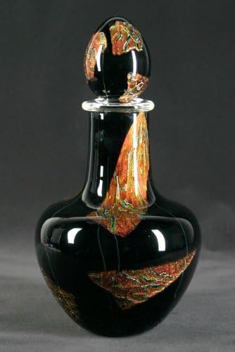 Large Black Hand Colored and Hand Blown Classical Glass Adult Cremation Urn