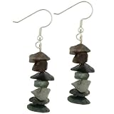 Sterling Silver Indian Agate Stone Chip Dangle Earrings