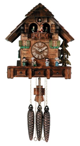 River City Clocks One Day Musical Cuckoo Clock Cottage with Dancers and Moving Oompah Band – 13 Inches Tall – Model # MD460-13