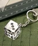 CRYSTAL DICE KEY CHAIN - LAS VEGAS THEME CHROME KEY CHAIN WITH CRYSTAL DICE - dice, Quantity of 20 pc,