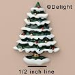 4486 tlf - Christmas Tree with Snow - Flat Back Resin Decoration