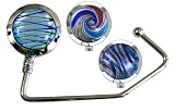 3 Murano Style Art Glass purse hook mixer with black velvet pouches