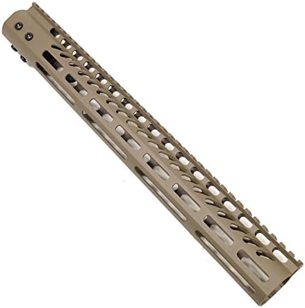15" USA Made Lightweight Thin M-Lok Floating Free Fourend with Monolithic Top Rail in Flat Dark Earth for .223/5.56 By Veriforce Tactical