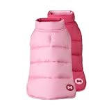 Fab Dog Reversible Puffer Vest Dog Jacket, Bone Hot Pink/Pink