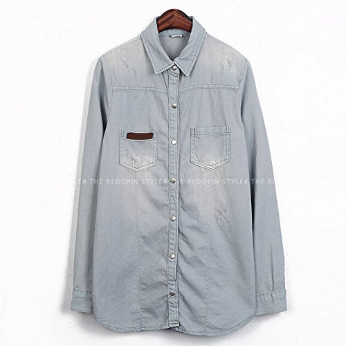 REDOPIN（レッドオピン） ダウンウォッシュデニムシャツ／スカイブルー