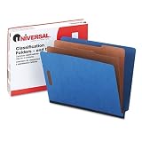 UNIVERSAL OFFICE PRODUCTS Pressboard End Tab Classification Folders, Letter, 6-Section, Blue, 10 per Box
