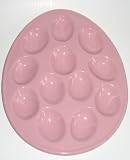 Egg Shaped Pastel Ceramic Deviled Egg Plate (Pink)