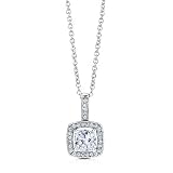 Sterling Silver 925 Cubic Zirconia CZ Solitaire Cushion Necklace