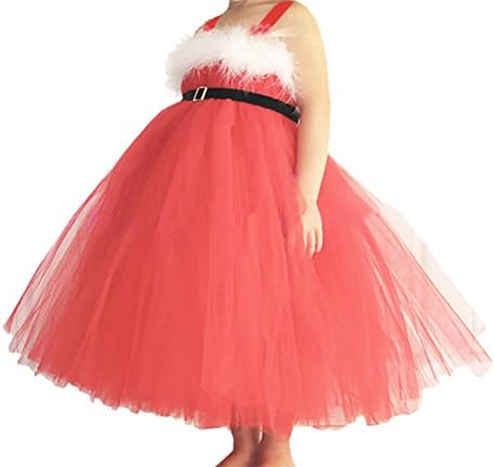Swaroser Girls' Christmas Party Dress Classice Santa Evening Lace Braces Skirt Small