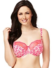 Watercolour Print Non-Padded Balcony DD-G Bra