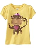 オールドネイビー Old Navy 半袖Tシャツ イエロー・リボンをつけたおさるさん女の子用トップス 子供服
