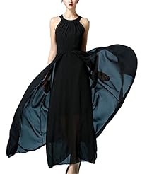 Sexy Chiffon Halter Backless Spring Summer Maxi Dress 