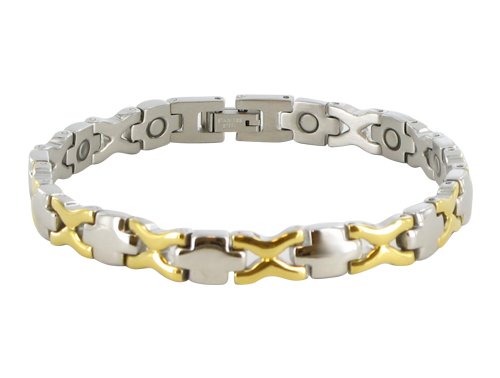 8 MM Stainless Steel Two Tone Magnetic Bracelet 8.5