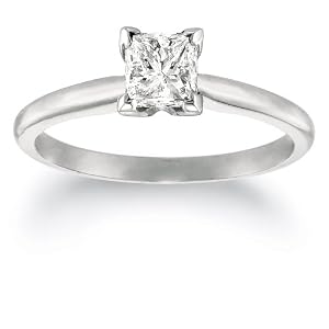 14k White Gold Princess Cut Solitaire Diamond Engagement Ring (3/4 ct, H-I Color SI2-I1 Clarity)