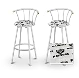 2 Oakland Raider Nation Chrome Swivel Bar Stool Barstools