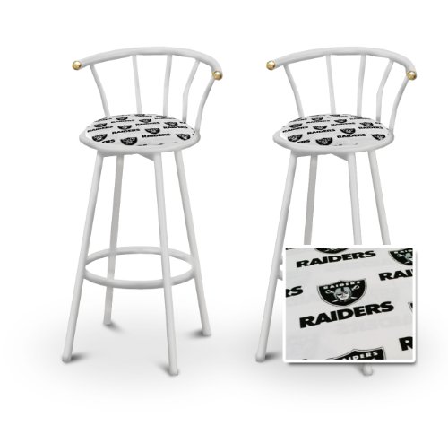 2 Oakland Raider Nation Chrome Swivel Bar Stool Barstools