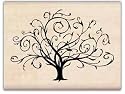 Rubber Stamp w/Wood Handle: Flouished Fall Tree