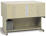 43in W 10 Drawer Steel Flat File with Base