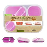 Smart Planet EC-34 Large 3-Compartment Eco Silicone Collapsible Lunch Box, Pink