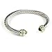 Olive Quartz Silver Cable Bangle