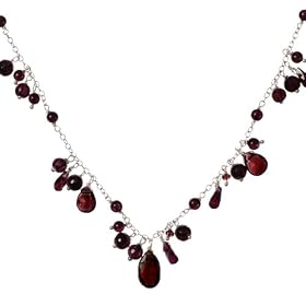 Sterling Silver Garnet Necklace, 17 by Amazon.com Collection