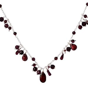 Sterling Silver Garnet Necklace, 17 by