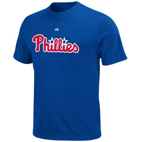 Majestic Philadelphia Phillies Royal Blue Wordmark T-shirt (Large)