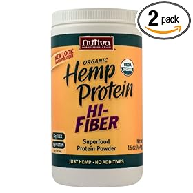 Nutiva Organic Hemp Protein Hi Fiber, 16-Ounce Jars (Pack of 2)