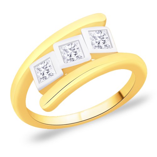 Peora Gold Plated Square 3 Stone Ring made with SWAROVSKI ZIRCONIA (PGR2674) (9)