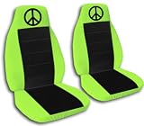 2000 VW Beetle car seat covers. 2 lime green and black seat covers, with a black peace sign. If you have side airbags please notify us
