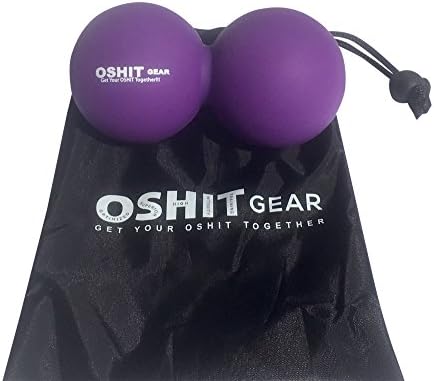 Double Lacrosse Ball Peanut Massage Ball By OSHIT Gear - For Mobility Work, Myofascial &amp; Trigger Point Release- With Free Carrying Case- On Sale for a Limited Time (PURPLE)