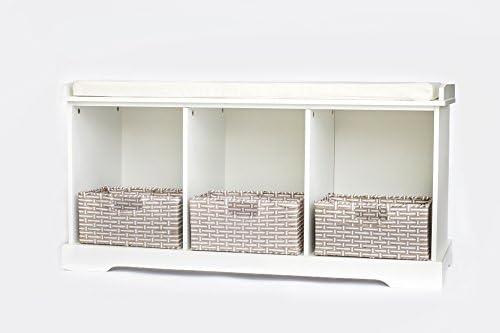 Inskeppa White Entryway Storage Bench - Cubby Hole Design