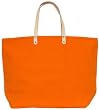 Cotton Colorful Orange Large Tote Bag with Leather Handle 22"Lx14.5"H