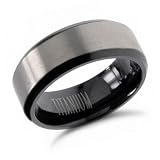 Two Tone Black Titanium Wedding Band Ring