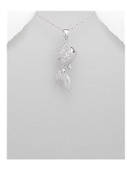 Fish CZ Pendant Necklace In 92.5 Sterling Silver