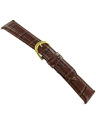 20mm Timex Brown Padded Stitched Croco Grain Genuine Leather Watch Band TX30720