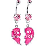 Pleasing Pink Cubic Zirconia Best Friends Belly Ring Set