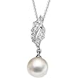 14K White Gold Cultured Pearl and Diamond Necklace