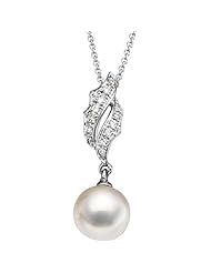 14K White Gold Cultured Pearl and Diamond Necklace -- LIFETIME WARRANTY