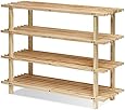 Furinno FNCJ-33005 Pine Solid Wood 4-Tier Shoe Rack, Natural