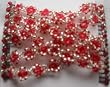 Hair Bling Red Floral and Metallic Hugger Double Beaded Comb 02001