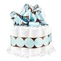 Blue & Brown Polka Dot Ribbon 1 Tier New Baby Diaper Cake