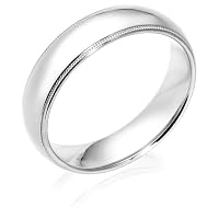 14k White Gold 6mm Comfort Fit Milgrain Men's Wedding Band