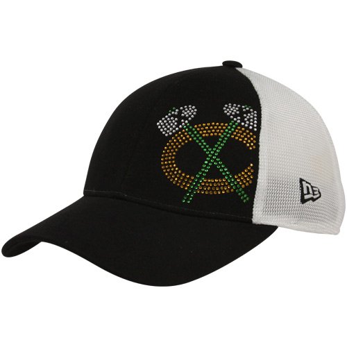 New Era Chicago Blackhawks Ladies Black Jersey Shimmer Adjustable Hat