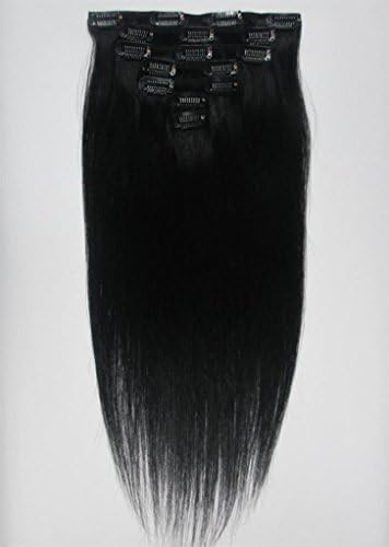 Straight Remy Human Hair Extensions 24 Colors for Your Choose in 15inch ,18inch ,20inch ,22inch ,Beauty Salon Women's Accessories (20inch   70g, Color #1 jet black)