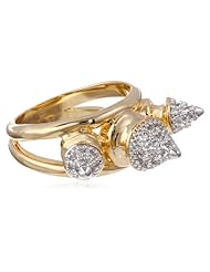 Noir Jewelry Triple Spike Metal Gold Mix Ring