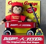 1998 Gund Curious George Monkey & Radio Flyer Wagon Set